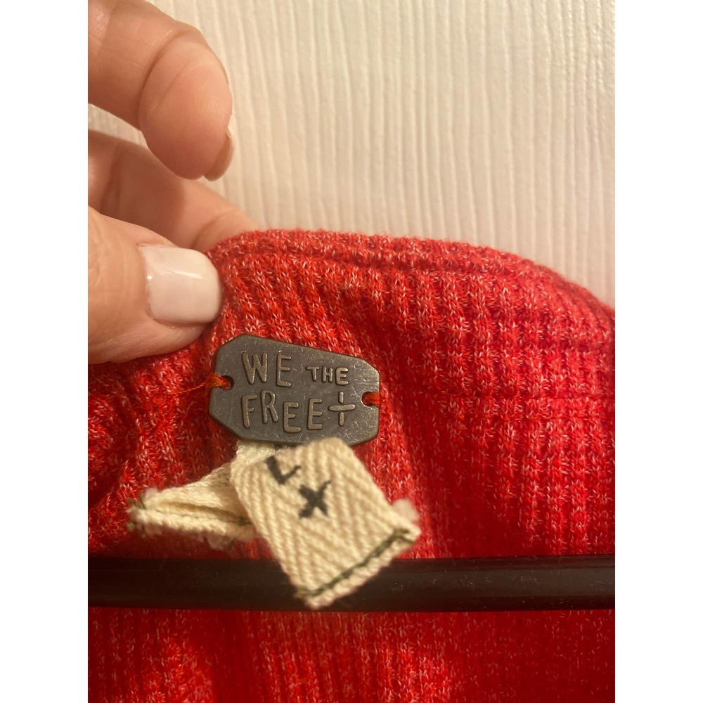 Free People Waffle Knit Mixed Media Top